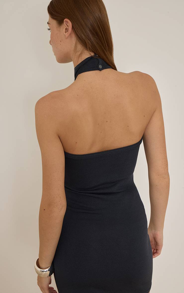Charbon Robe Dos Nu Avec Bordures Contrastées