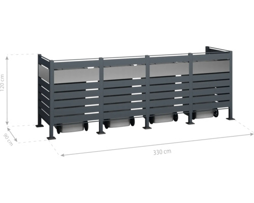 WESTMANN Planum opbergbox met 4 bakken, 330 x 90 x 120 cm, antraciet