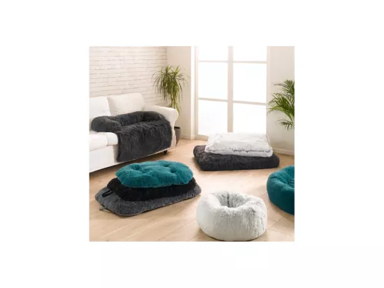 Coussin flocon réversible en fausse fourrure pour animaux - Blanc - L 87 x l 55 cm