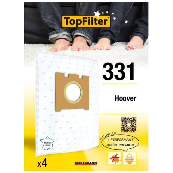 Lot de 4 sacs aspirateur pour Hoover Premium TopFilter