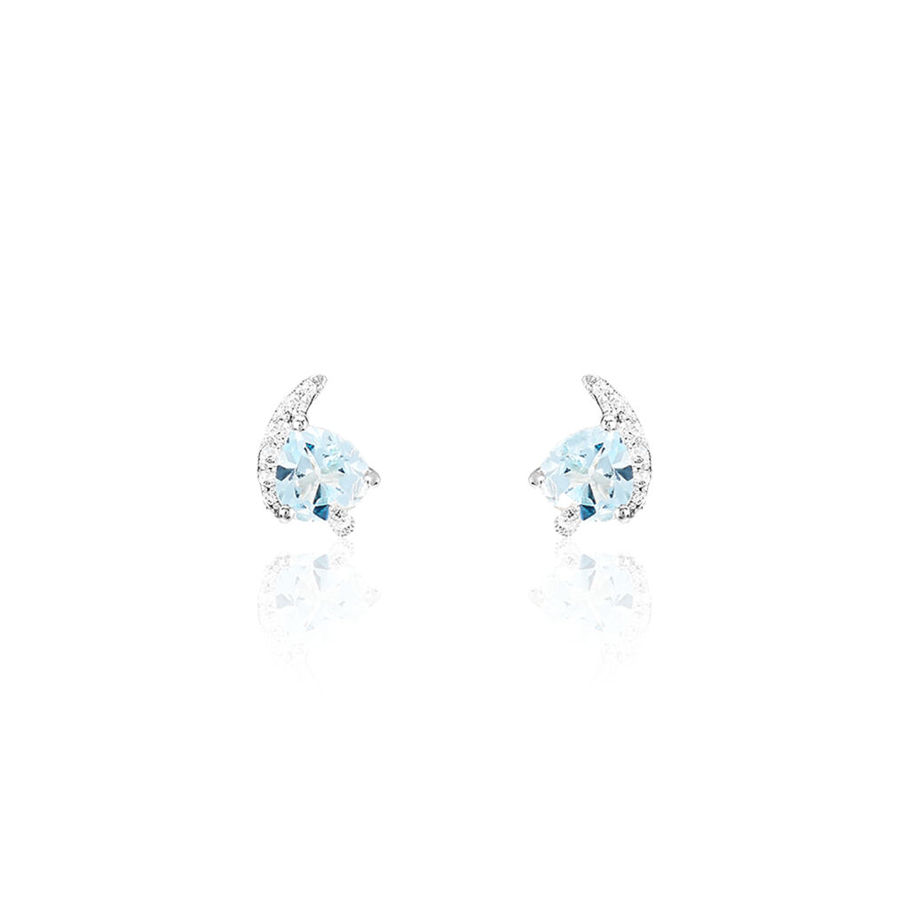 Boucles D'oreilles Puces Coeur In Love Or Blanc Topaze Et Oxyde