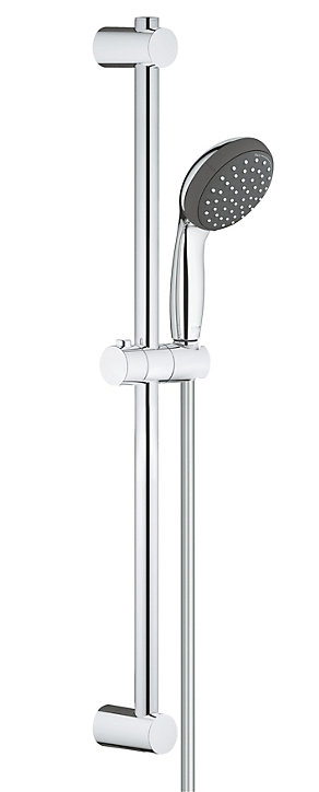 Kit de douche sans robinetterie avec douchette 2 jets + flexible + barre réglable, chrome, Grohe Vitalio Start 100