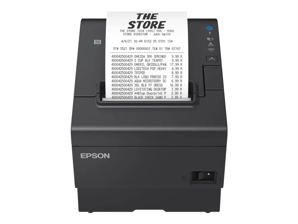 Epson TM T88VII (112) - Kvitteringsprinter - termisk linje - Rulle (7,95 cm) - 180 x 180 dpi - op til 500 mm/sek. - USB 2.0, USB 2.0 vært, LAN, seriel - skærer - sort