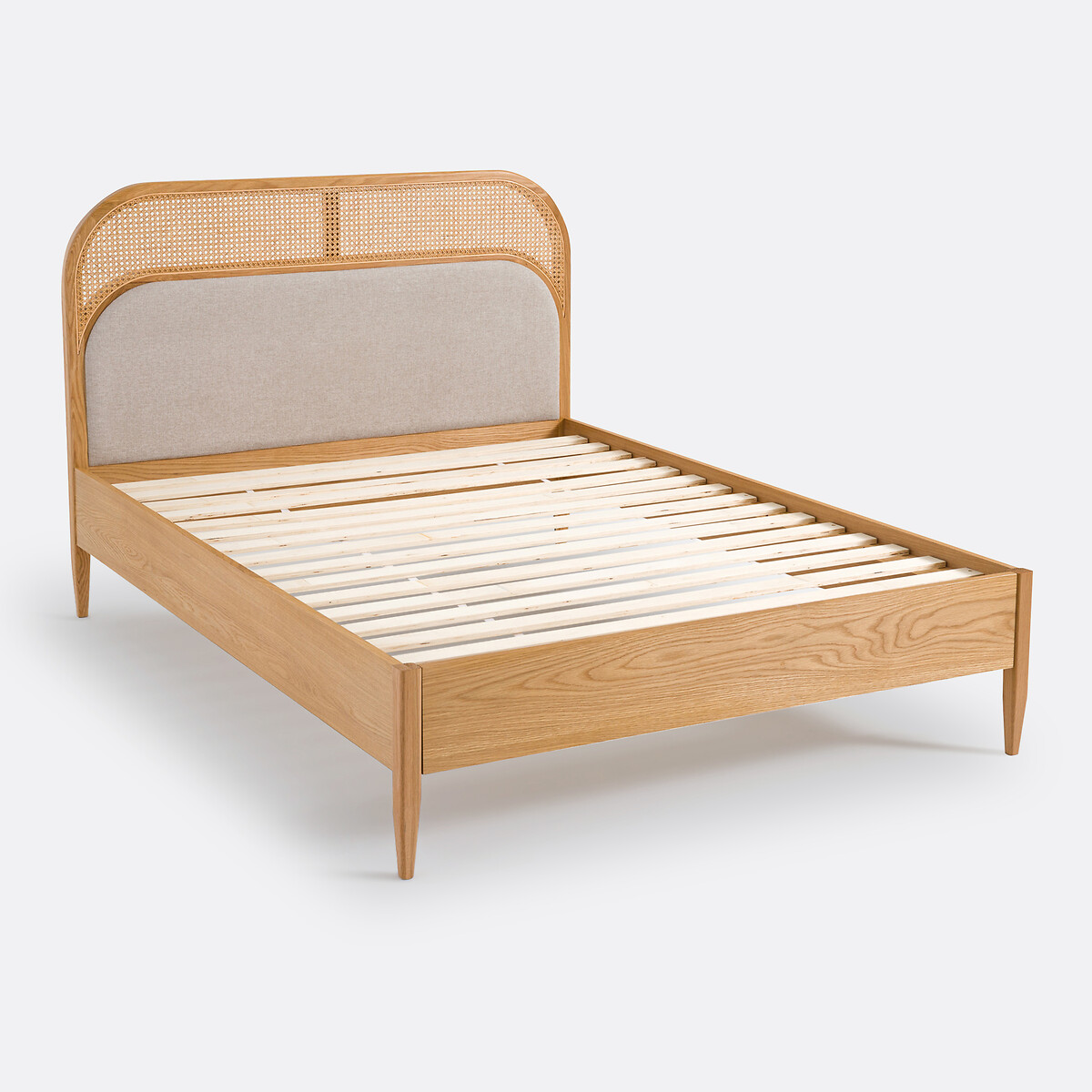 LA REDOUTE INTERIEURS<br>Cama em rattan e veludo com roupa de cama Buisseau
