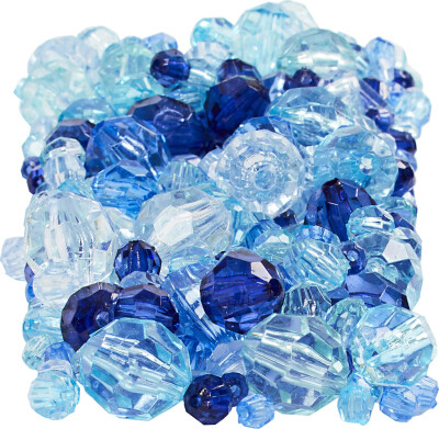 Harmoni Facetperlemix - Str. 4-12 MM - Hulstr. 1-2,5 MM - Blå Harmoni - 250 G