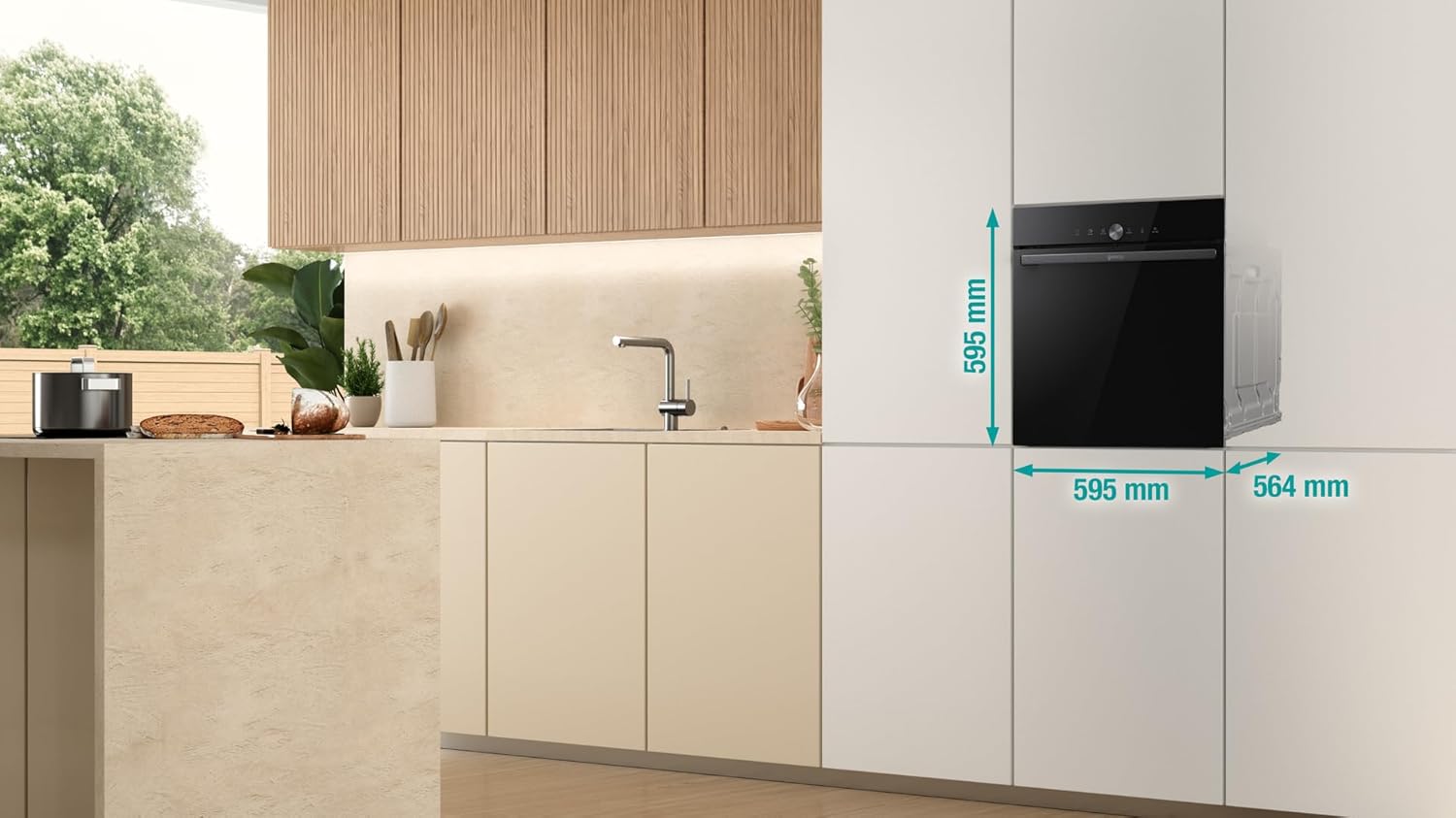 Gorenje OptiBake GO66E PIZZA350C Einbau-Backofen / 77L / PizzaPlus/Pizzamode 350°C/PyroClean/Heißluft/AirFry/PerfectGrill/Kindersicherung/schwarz