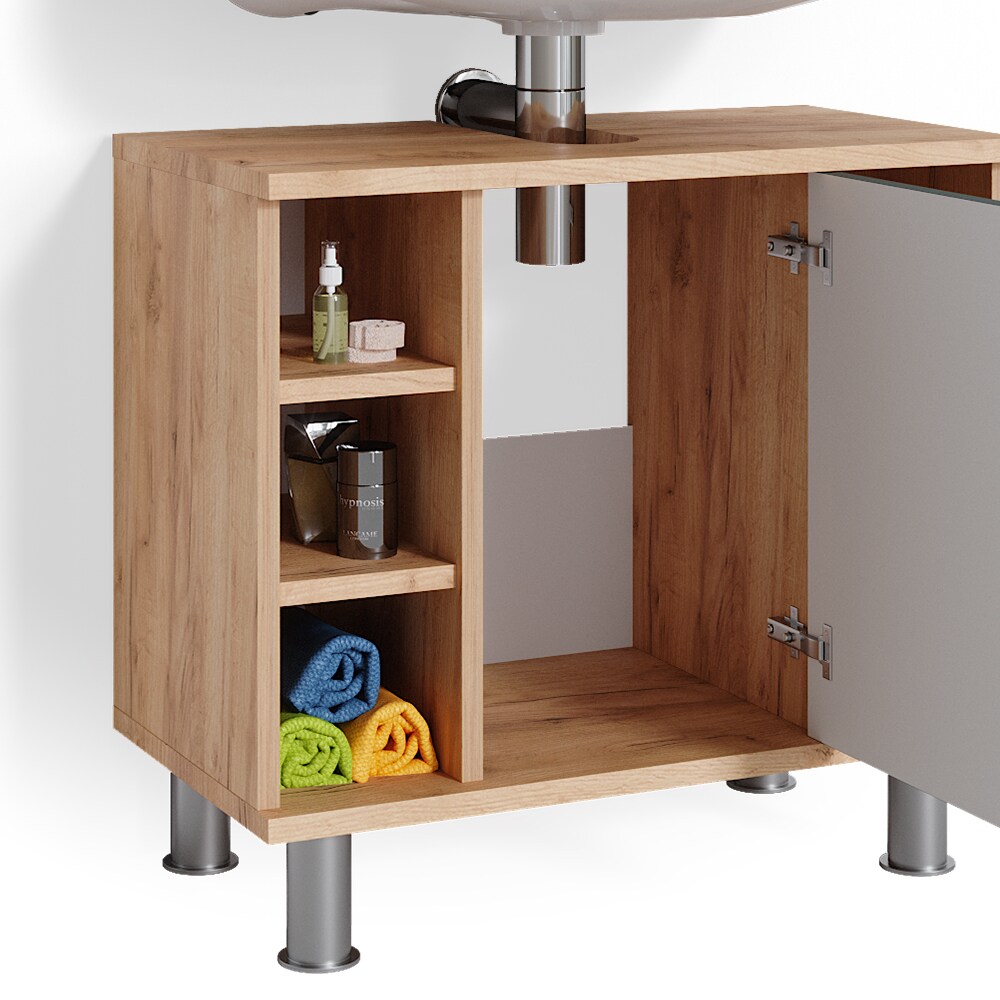 Vicco Waschtischunterschrank Badschrank Unterschrank Fynn Eiche Grün Badmöbel