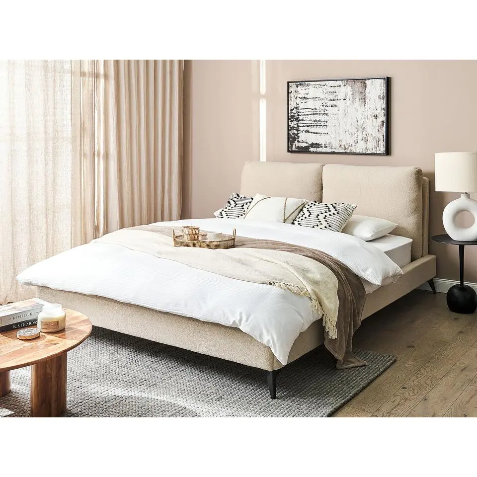 MELLE - Tweepersoonsbed - Beige - 160 x 200 cm - Bouclé