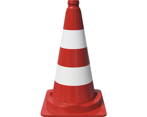 BASt-gekeurde verkeerskegel volgens TL PVC, eendelig, volledig reflecterende folie type RA2/B, rood-wit, Ø 36 cm, 40 x 50 cm