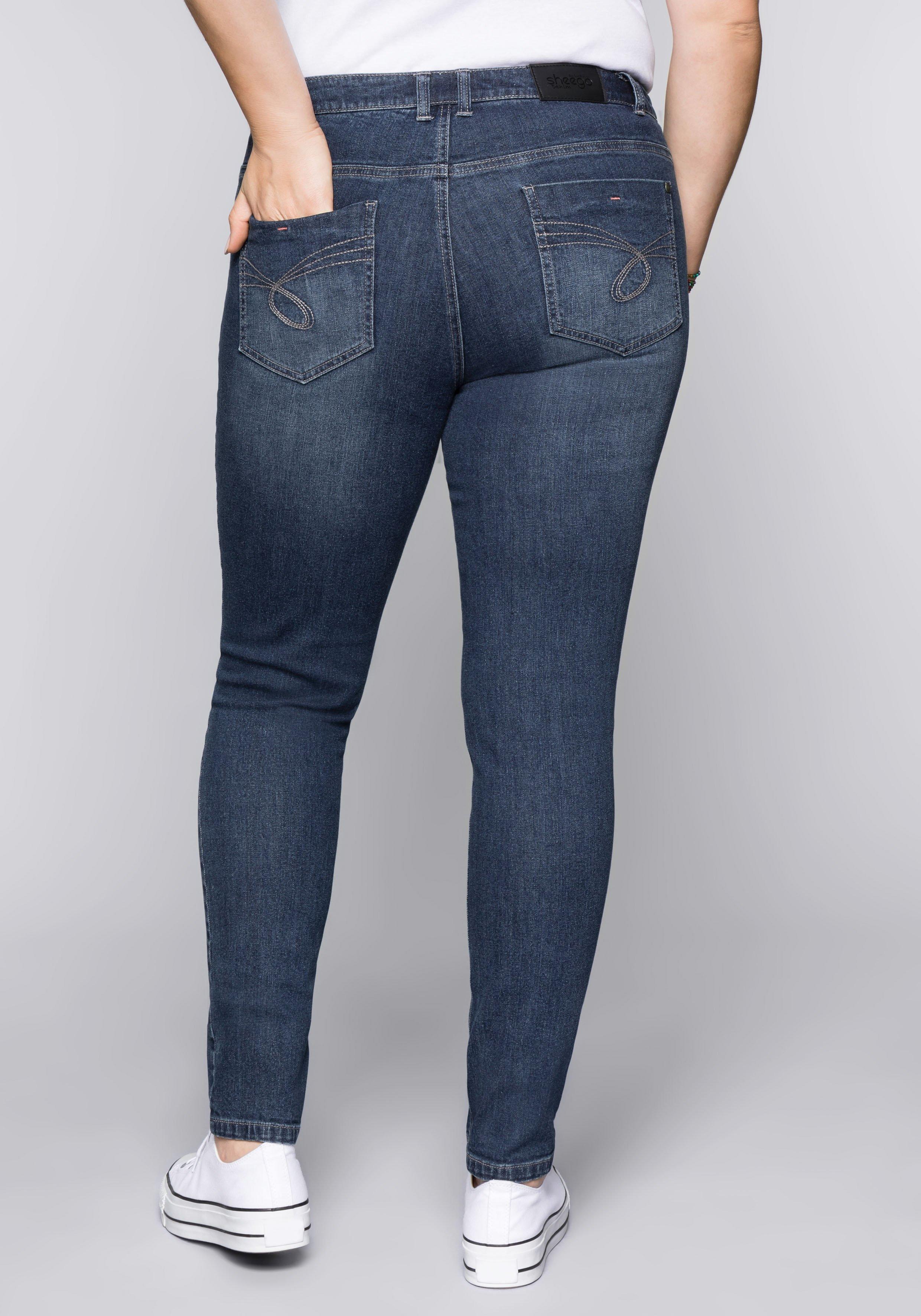 Schmale Stretch-Jeans mit Waschung