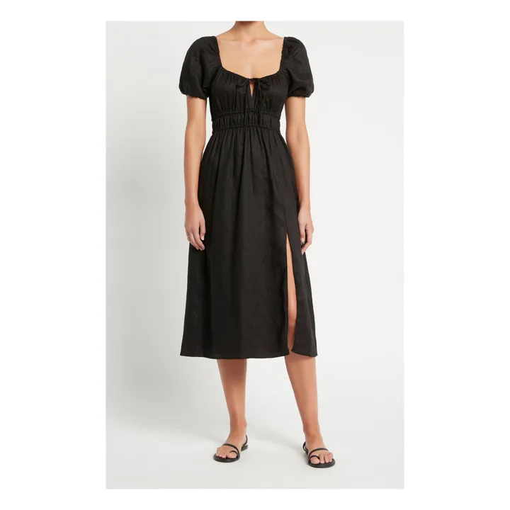 Faithfull the Brand Robe Midi Terina Lin Oeko-Tex | Noir