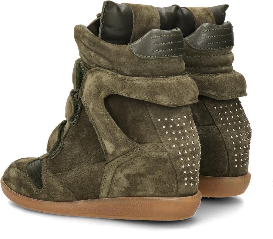 Bronx dames sneaker sleehak Jae-yy triple strap suede kaki