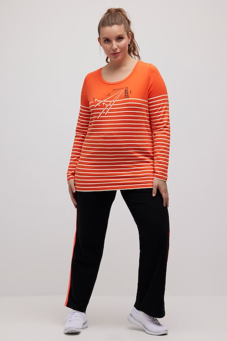 Shirt, Streifen, Leuchtturm, Classic, Rundhals, Langarm