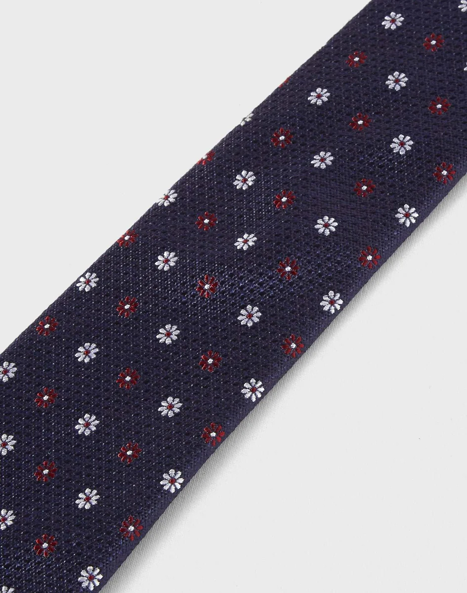 Cravate fleurs bordeaux