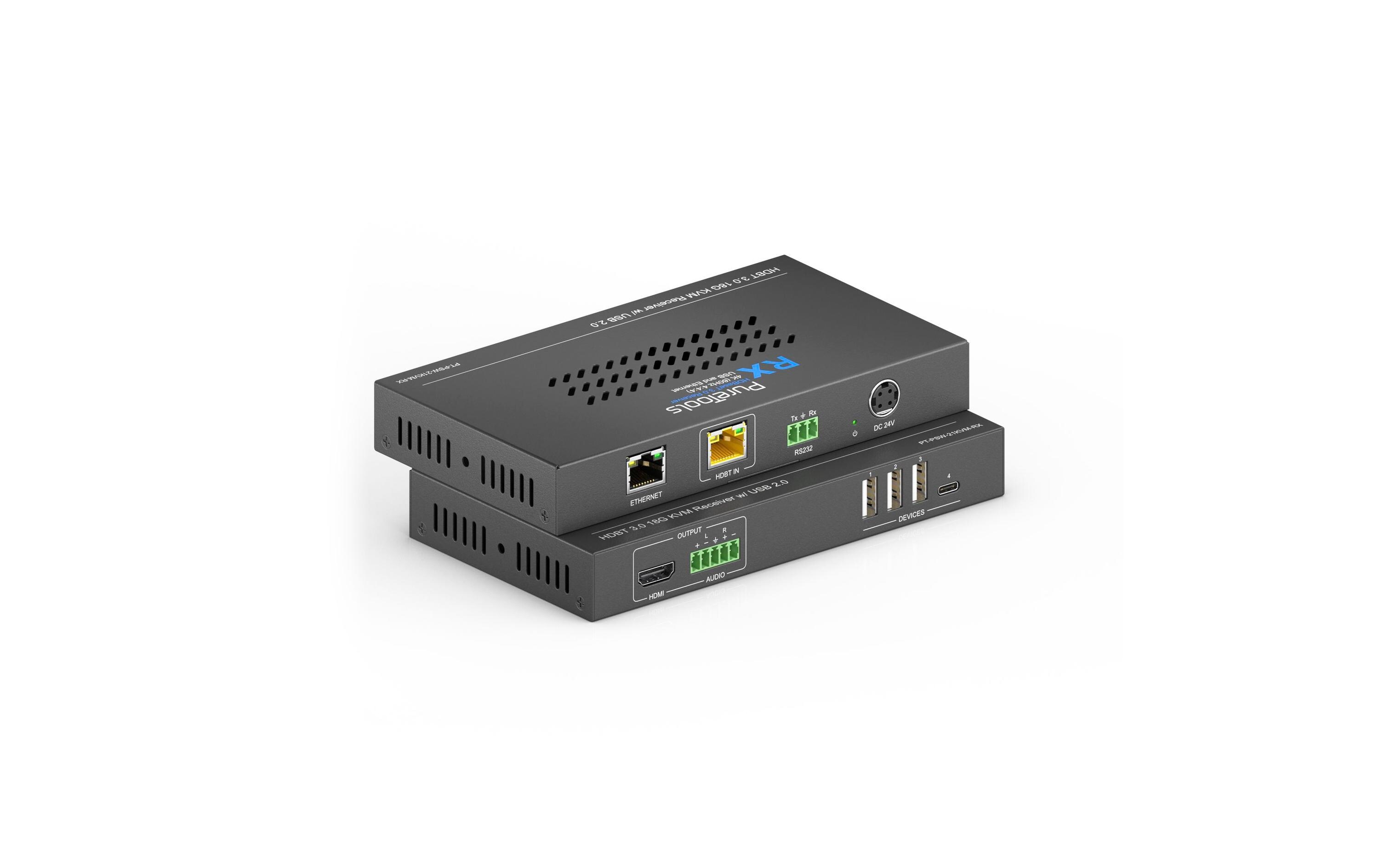Presentation Switcher PT-PSW-21KVM Multiformat HDBaseT, Set<br>2x2 4K 18Gbps Multiformat HDBaseT 3.0 KVM Presentation Switcher und Extender Set
