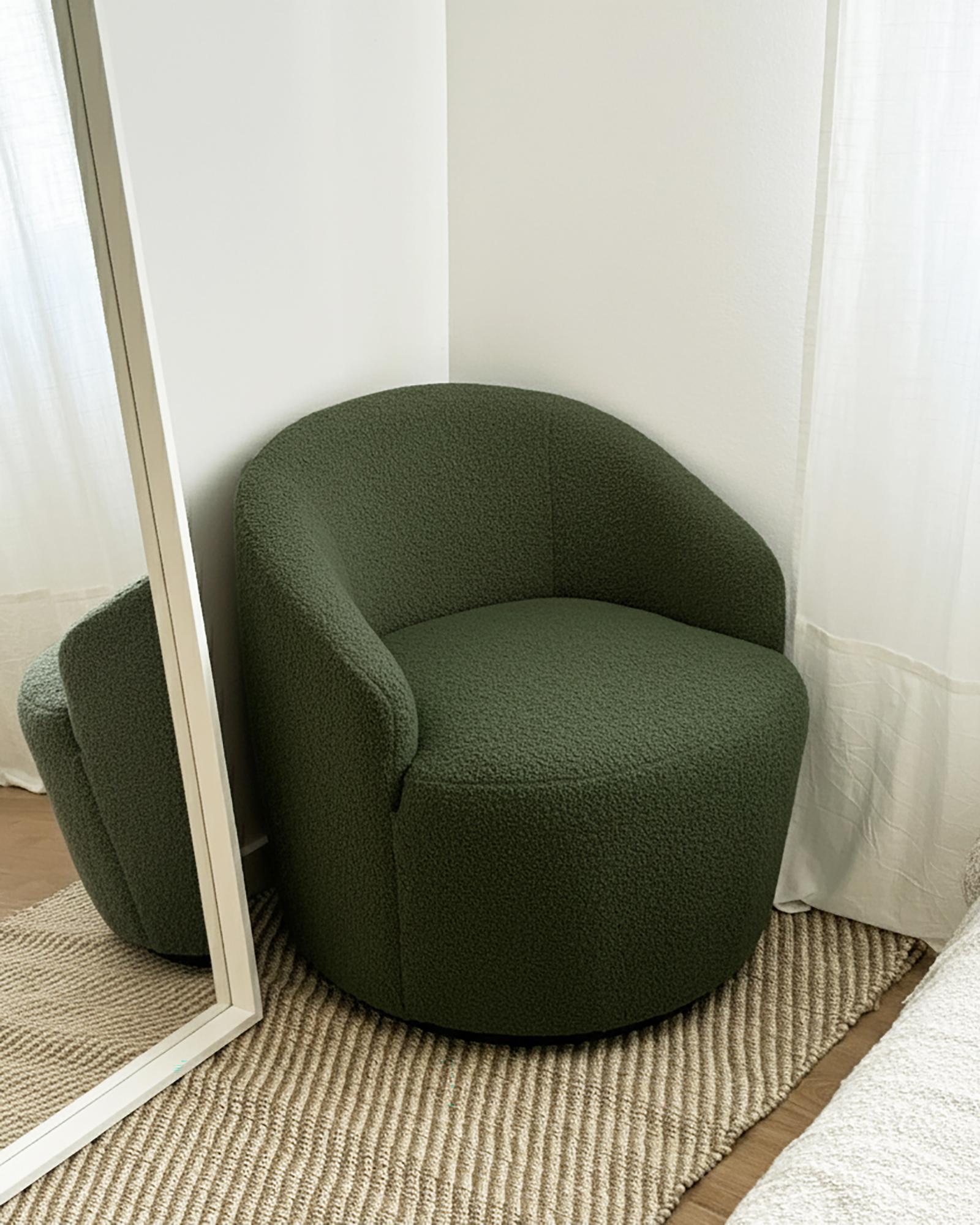 Draaifauteuil DAVIK Bouclé Donkergroen