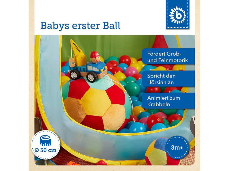 bieco Rassel Veloursball 30 cm Weicher Rasselball