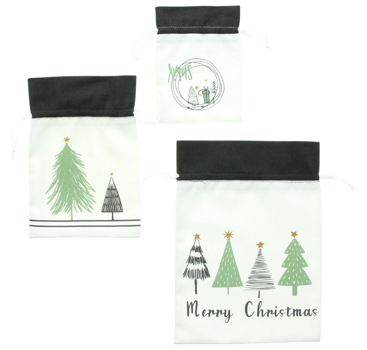 FRANK FLECHTWAREN | KERSTcadeauzakjes, set van 3, POLYESTER, 12 x 16 cm, 15 x 22 cm, 20 x 26 cm
