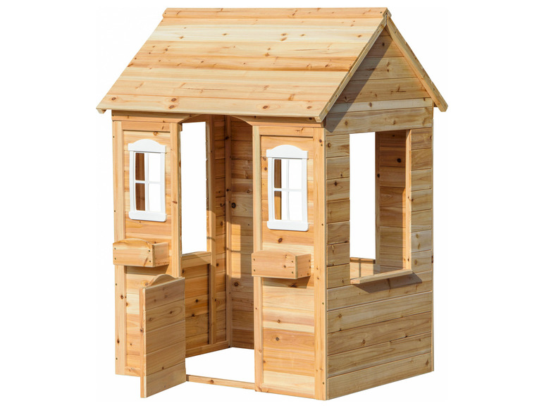 Speelhuis met bloempotten