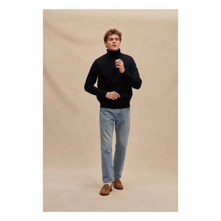Le Minor Pull Col Roulé Norvégien Laine Mérinos | Bleu marine