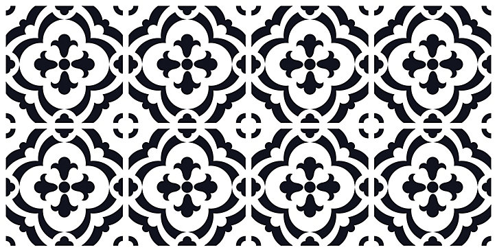 Lot 8 carreaux adhésifs décoratifs Vinyl Way Montmartre Dada Art effet carreau de ciment noir et blanc L.20 x L.20 cm x ep.1,3 mm