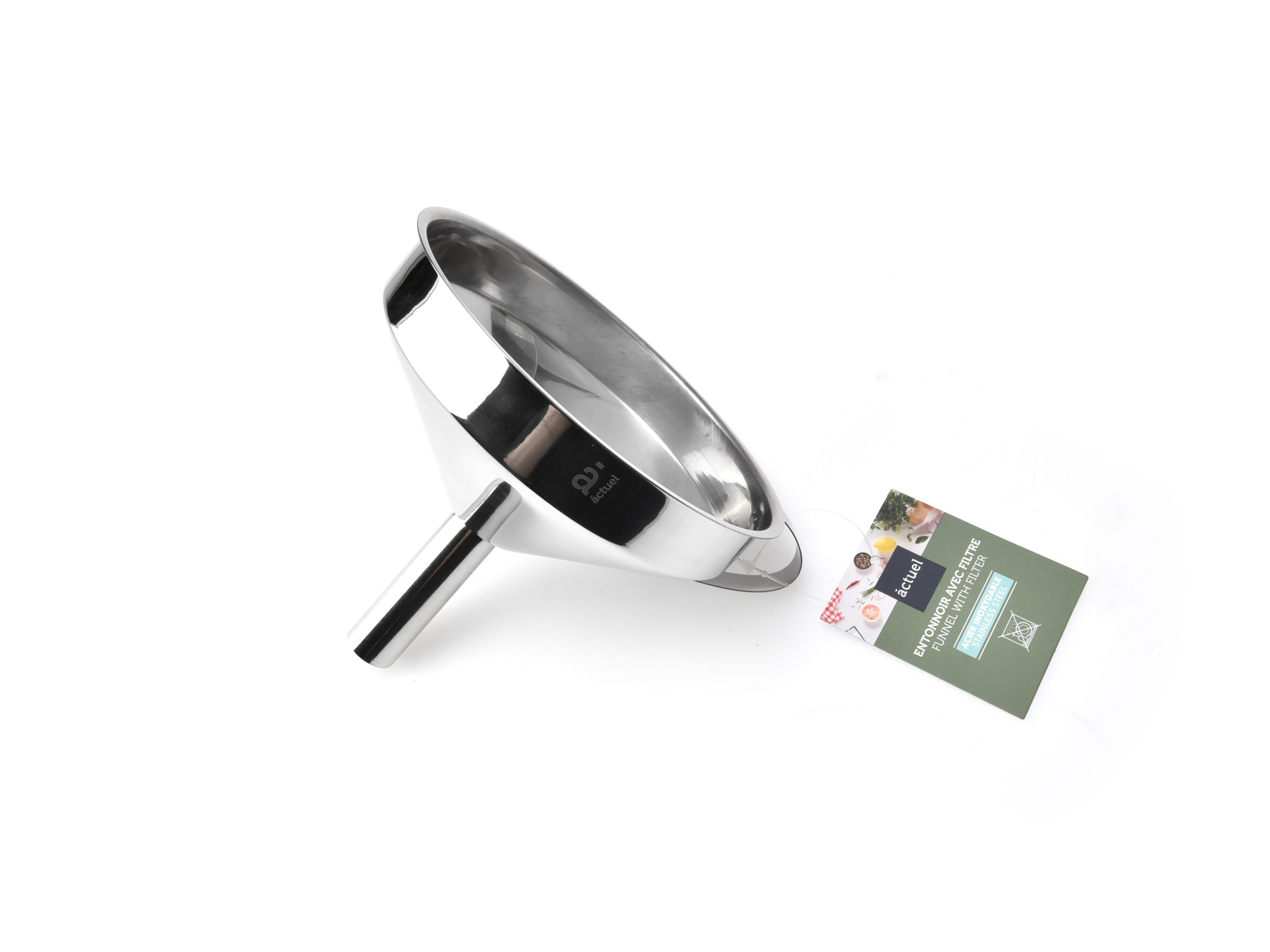 FUNIL ACTUEL EM INOX COM FILTRO 14CM