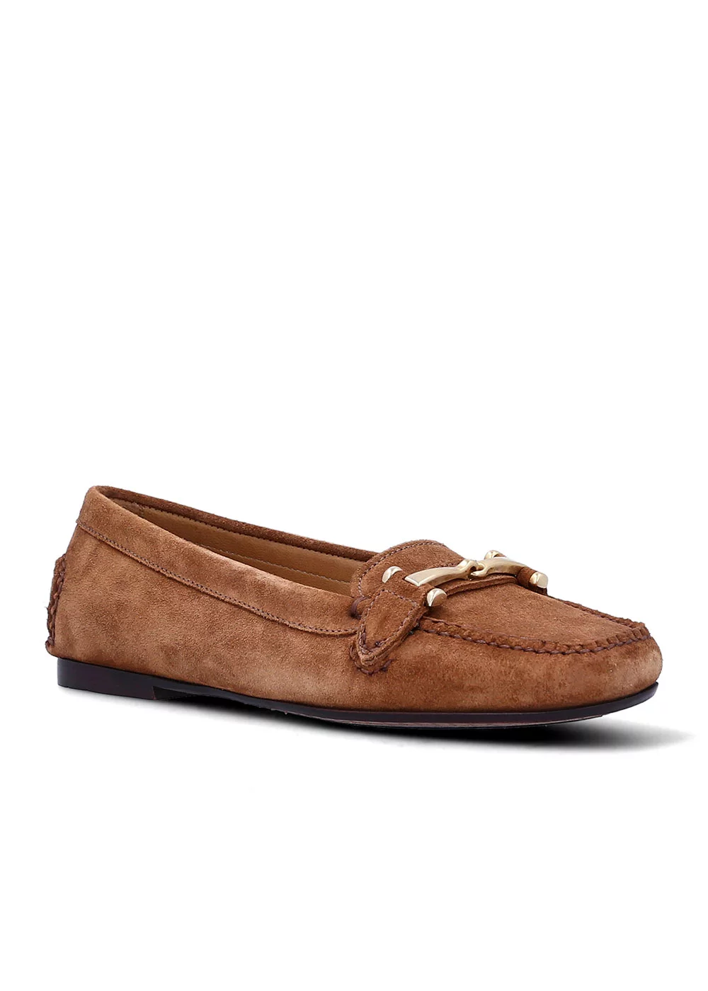 MOCASSIN BRIDLE SQUARE VELOURS CAMEL