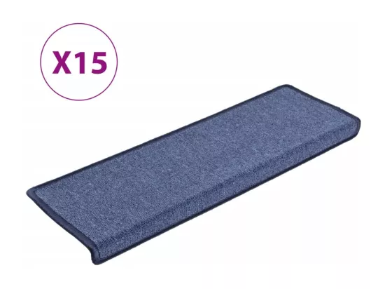 Prolenta Premium - Tapis d'escalier 15 pcs 65x21x4 cm Bleu