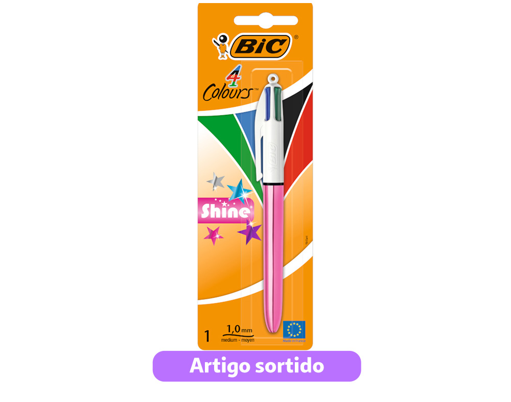 ESFEROGRÁFICA BIC SHINE 4 CORES CORES SORTIDAS