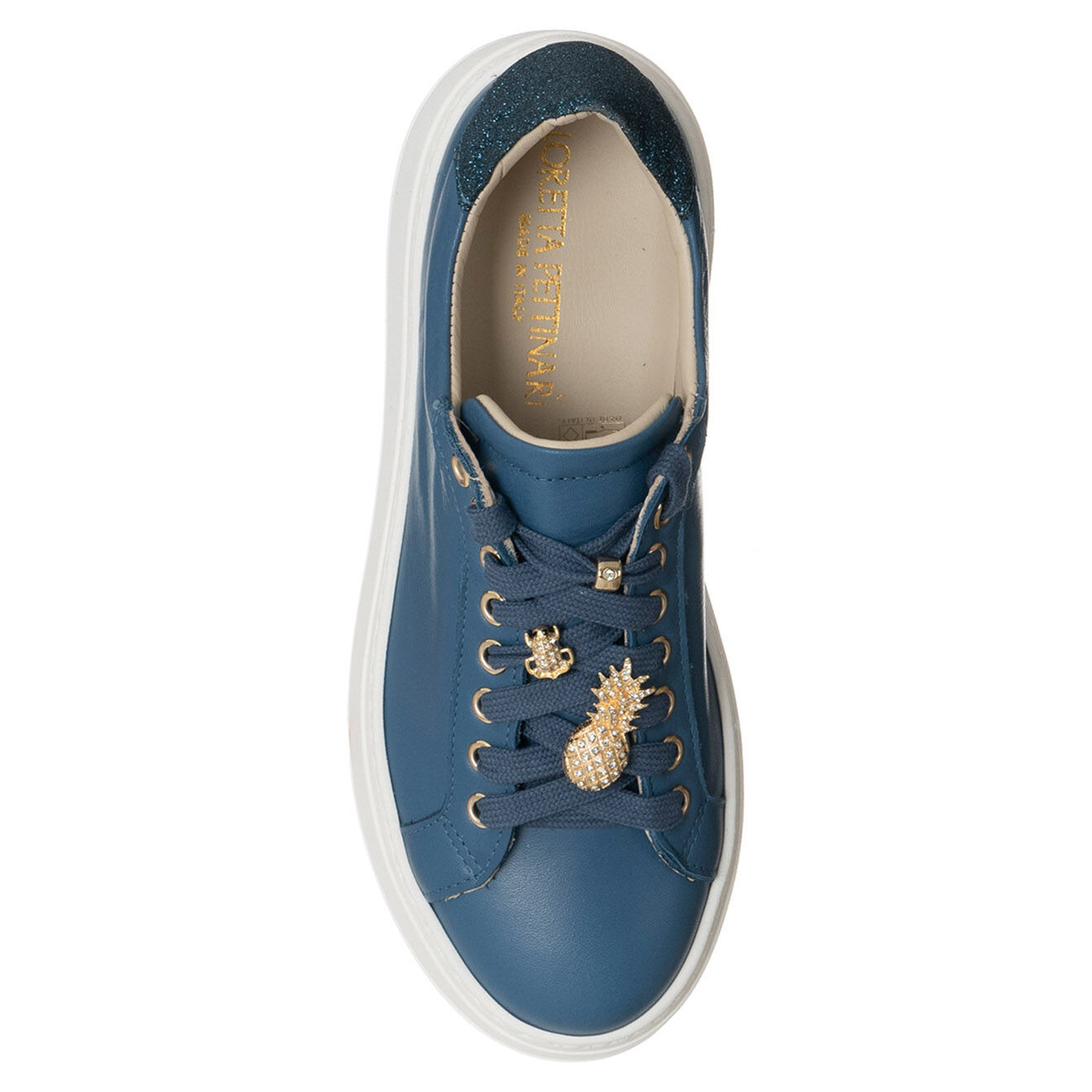 Loretta Pettinari Sneakers en Cuir Maé bleu foncé