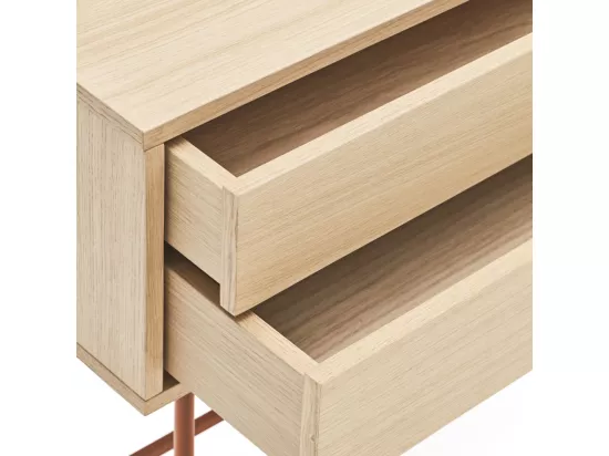 Yoko - Console 2 tiroirs en bois L120cm : Couleur - Rouge brique