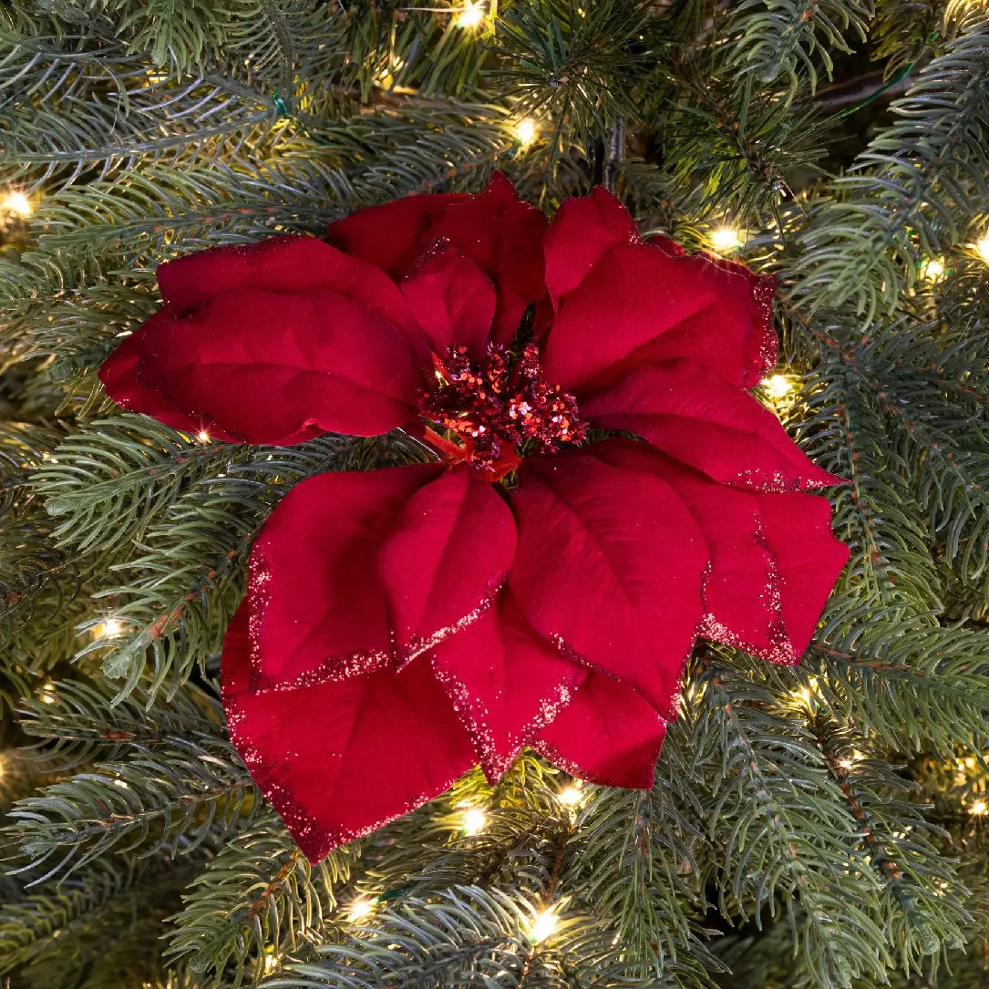 Fleur décorative sur pince (D24 cm) Bella Rouge