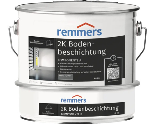 Remmers 2K vloercoating, zijdeglans, basaltgrijs, 5 kg