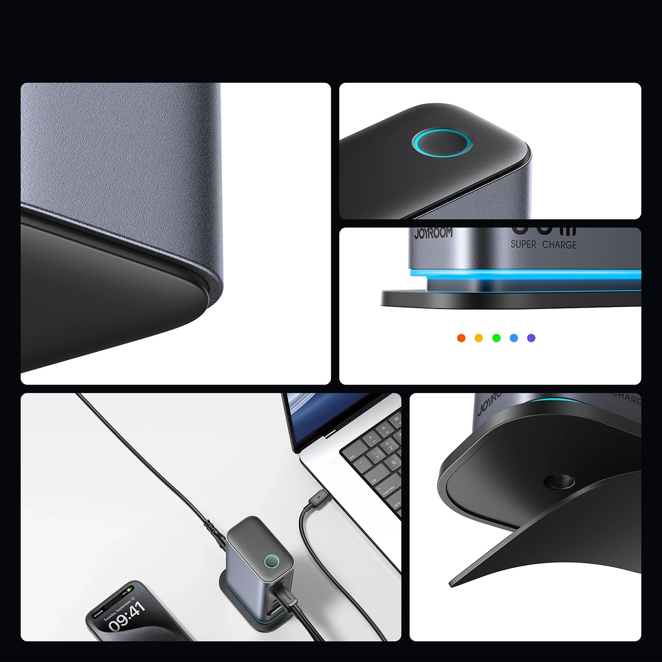 (65W) 4x USB C / 2x USB A GaN Ladegerät Universal Ladestation PD (JR-TCM02) - Grau