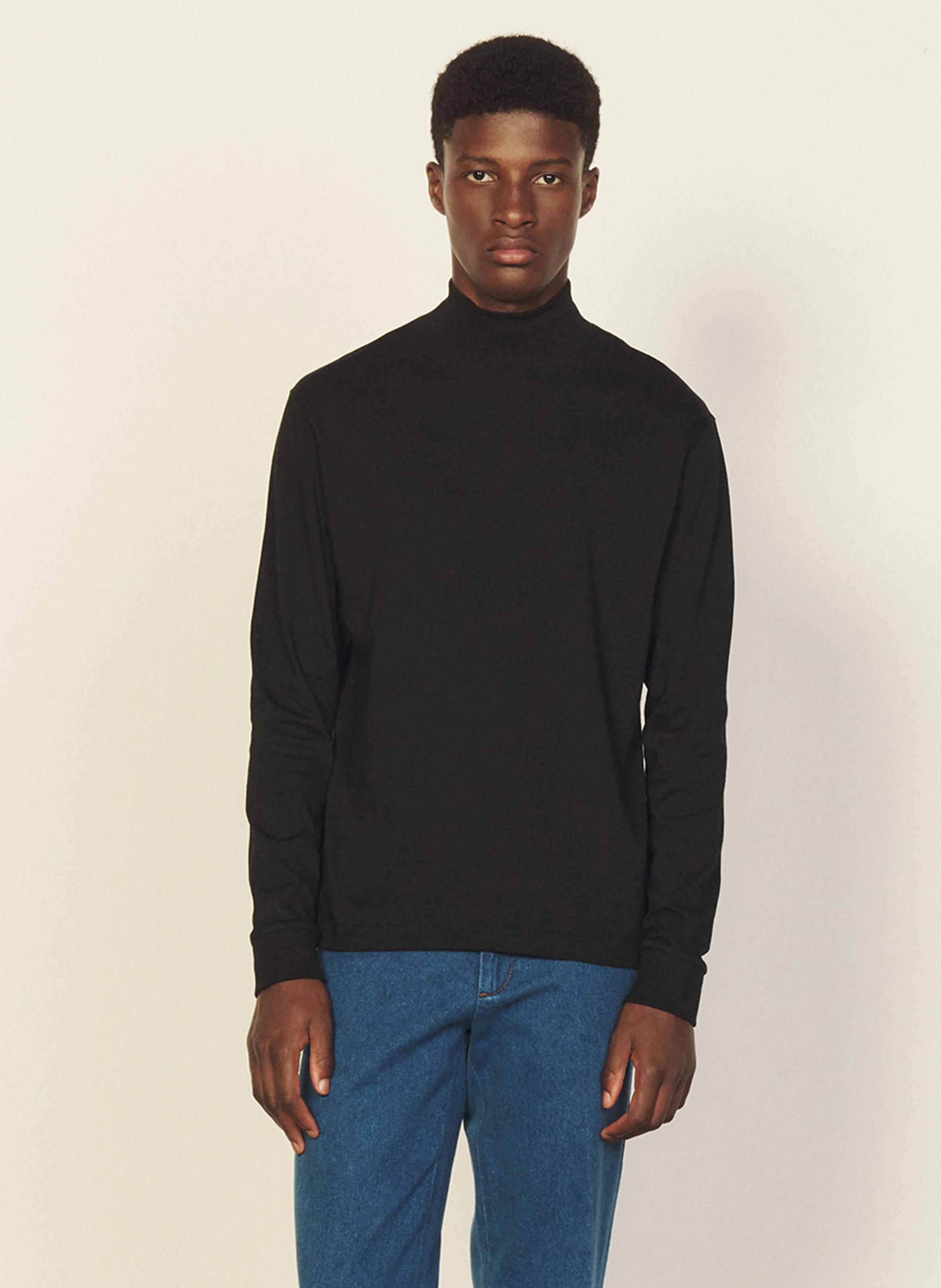 Col roulé regular-fit en laine | Noir