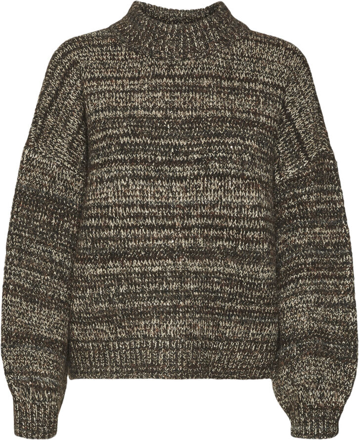 Vero Moda VMDAIMA LS O-NECK PULLOVER Chocolate torte/w. silver mink & go