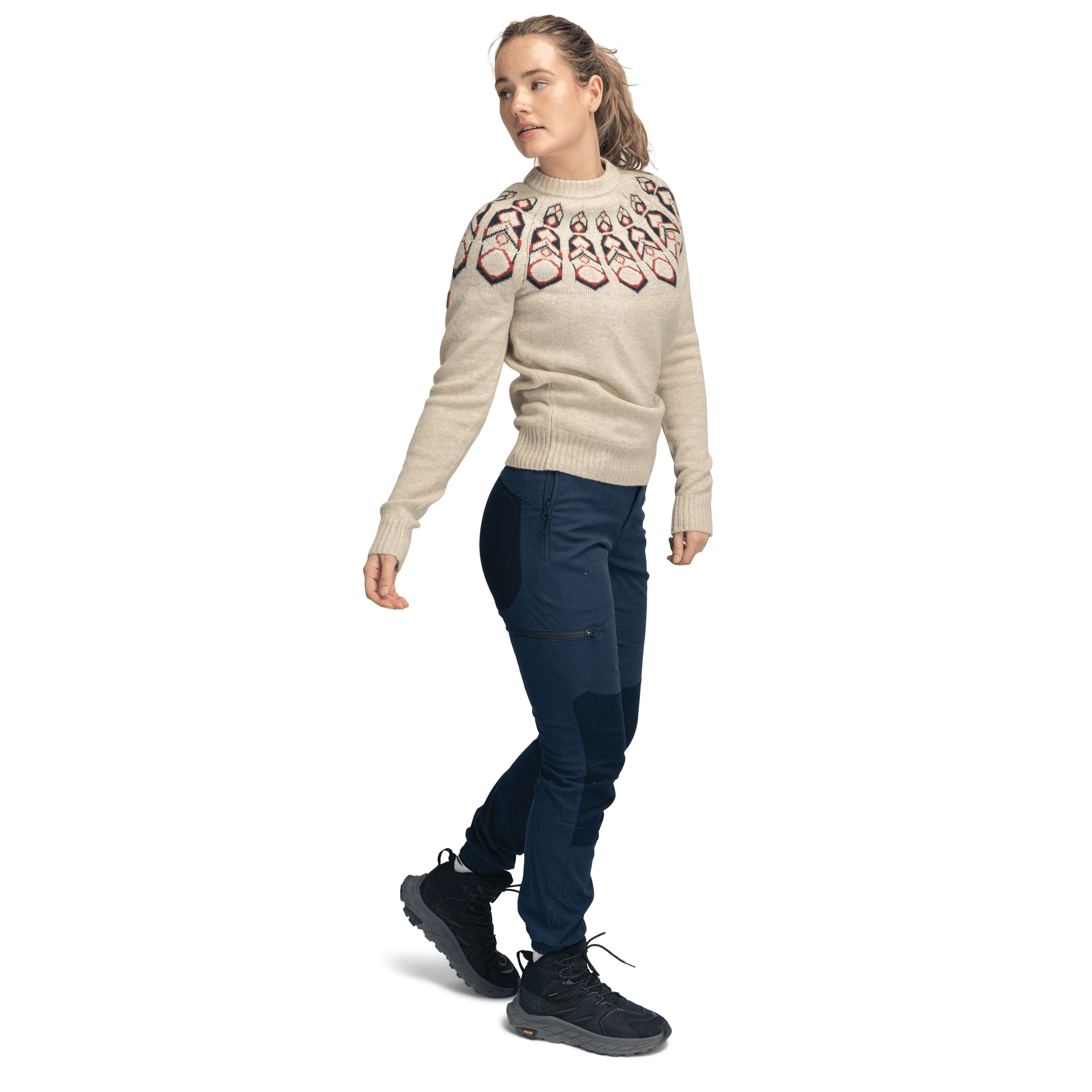 Tufte W Robin Pattern Sweater - Mellomlag