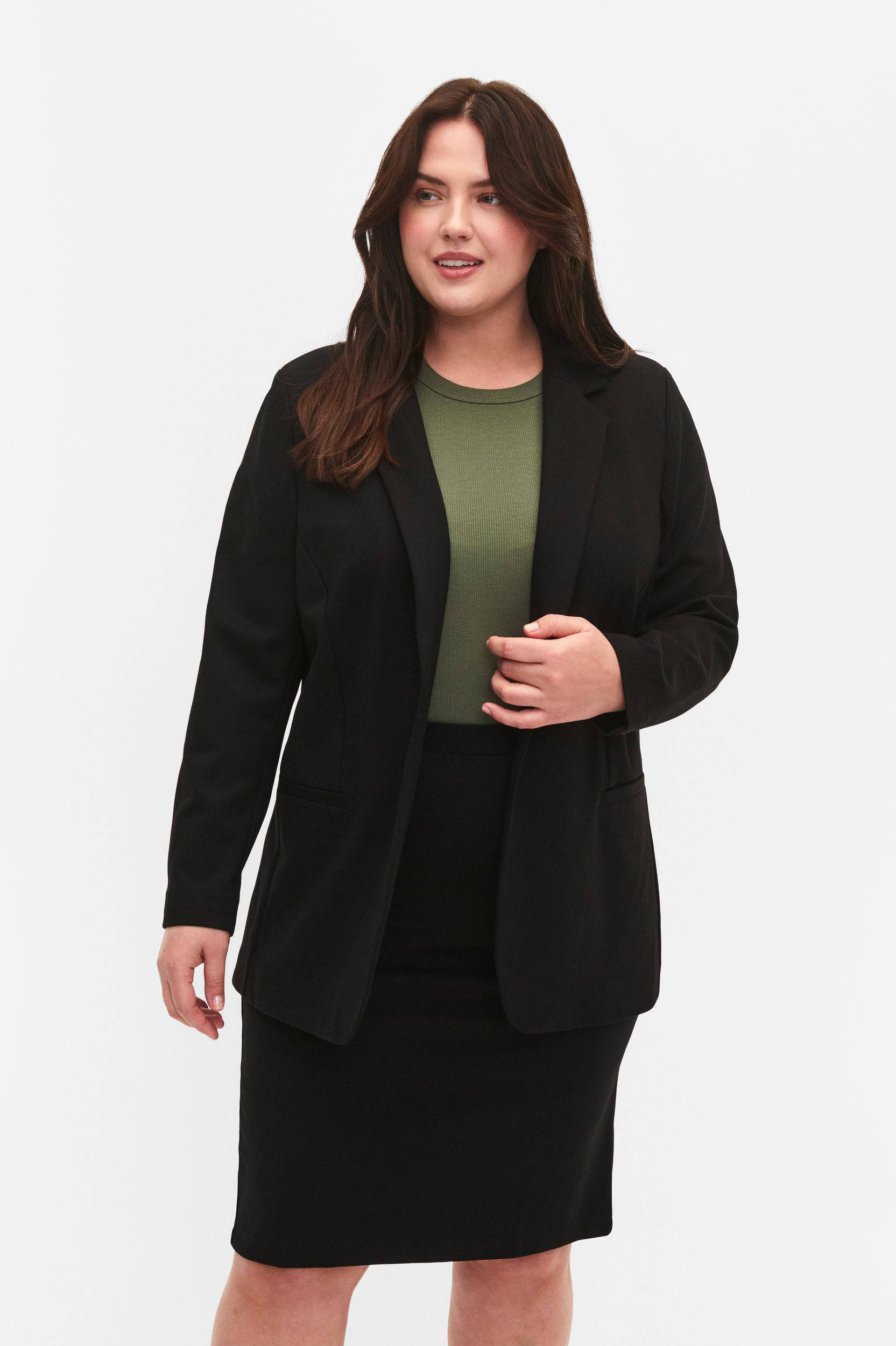 Zizzi rechtvallende blazer JMADDIE zwart