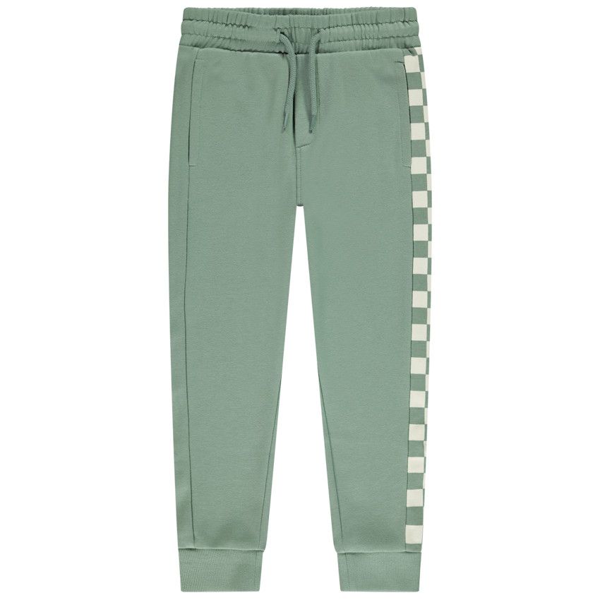 Jogging molletonné motif damier pour garçon - Kaki