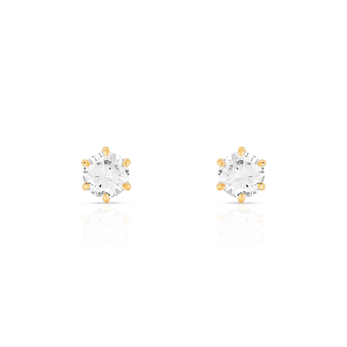 Boucles d'oreilles or 750 jaune diamants synthétiques 0.40 carat