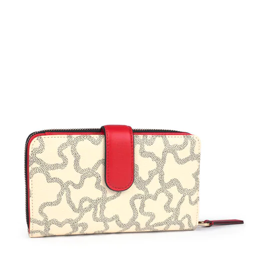 Mediana Billetera Kaos Icon Multi Beige - Rojo