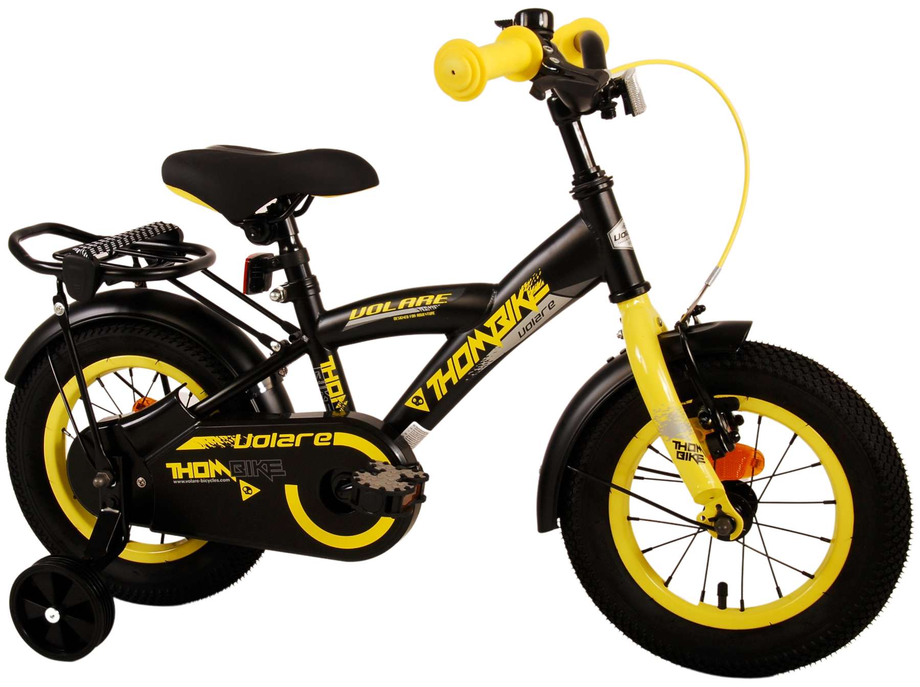 TPFSports Thombike Kinderfahrrad - Jungen - 12 Zoll - Rücktritt + Handbremse - Schwarz/Gelb