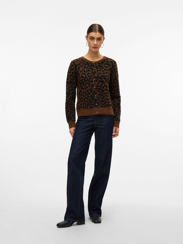Vero Moda - Vmnewkai Ls O-neck - Vest - Emperador/w. Black Leo - Dames