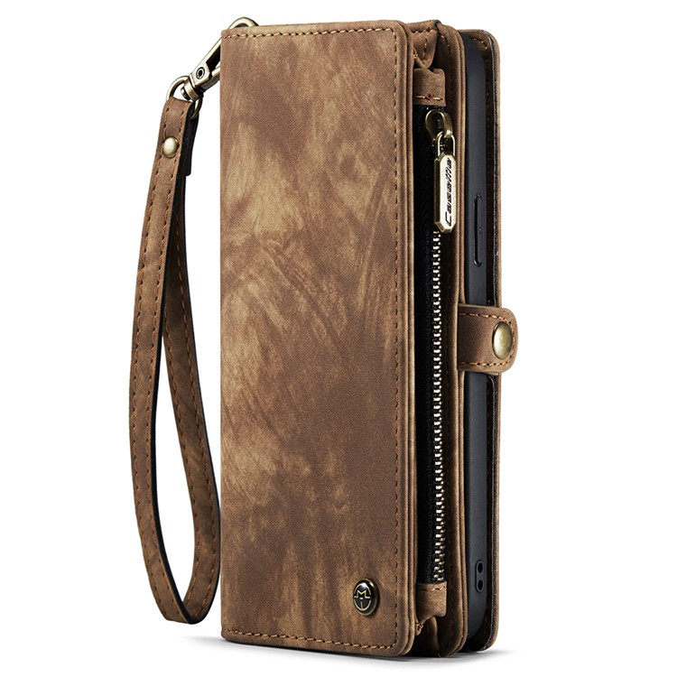iPhone 15 2in1 Leder Tasche   Magnet Hardcase Karten Etui - Braun