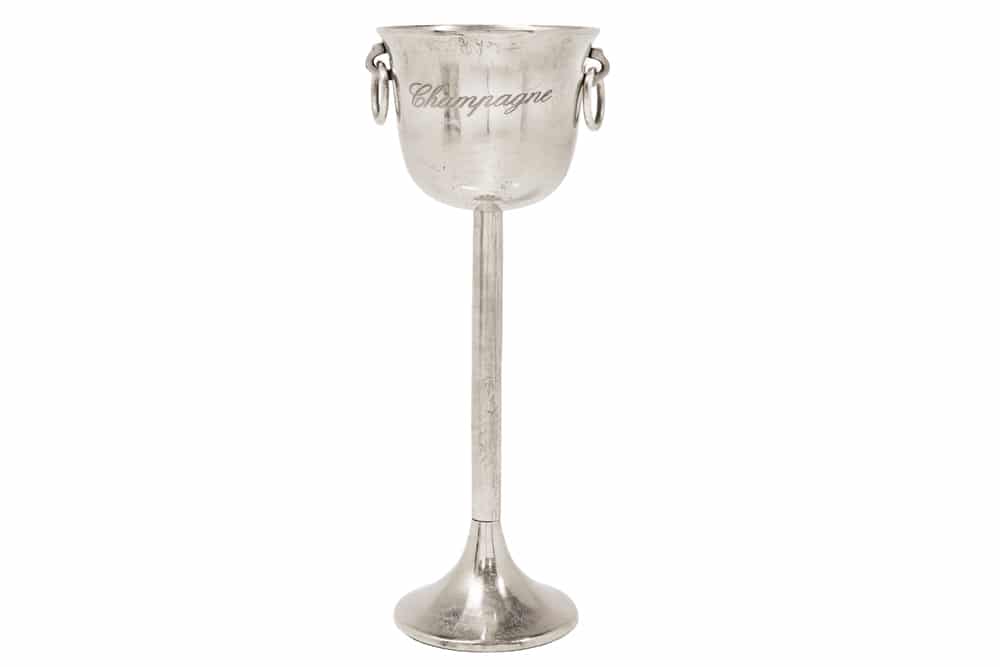 Dekorativer Sektkühler CHAMPAGNE 80cm antik silber handmade Metall Flaschenkühler