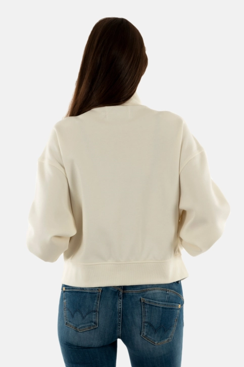 Sweat calvin klein jeans satin applique zip ybi ivory