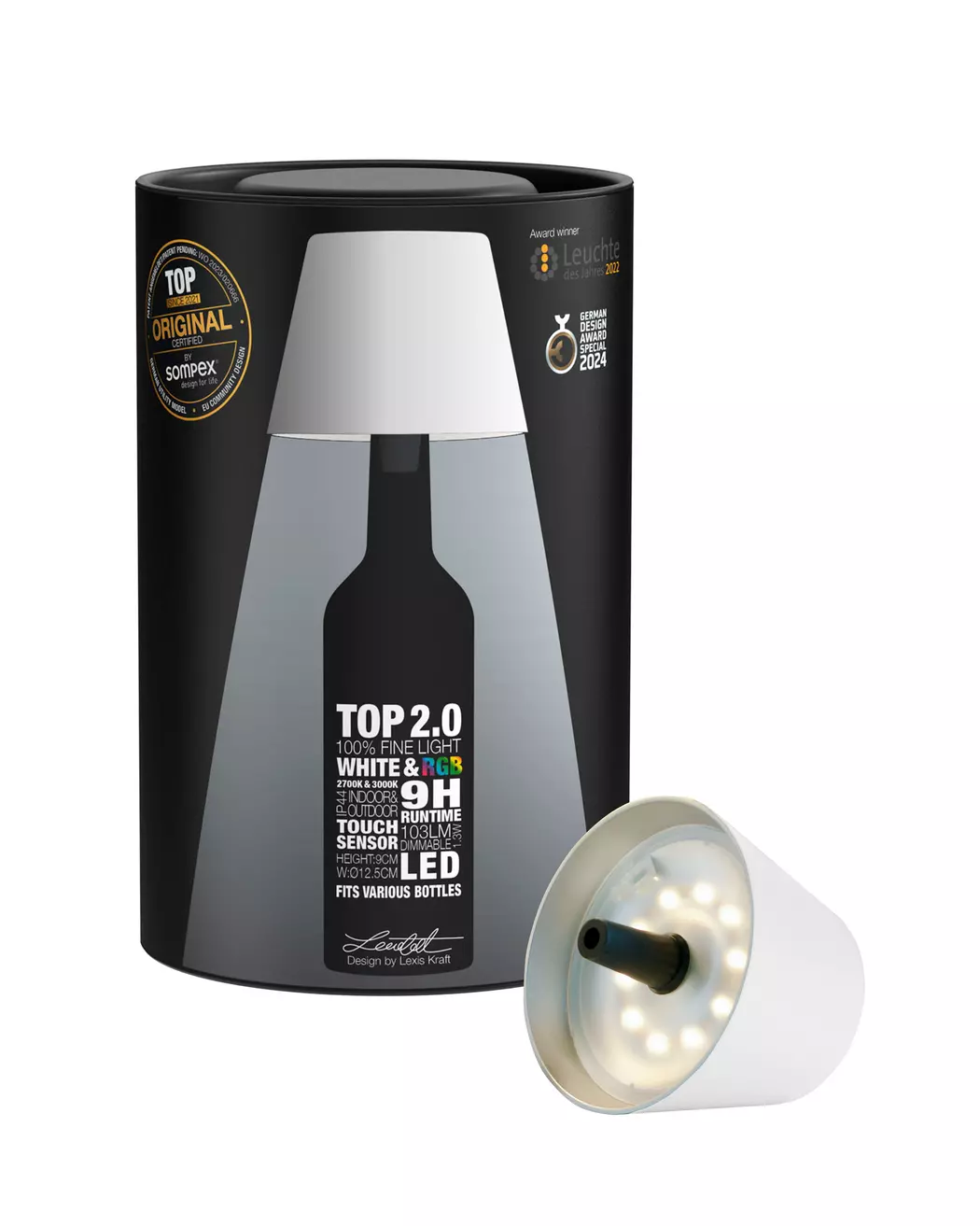 LED-Akku-Flaschenaufsatz Top 2.0