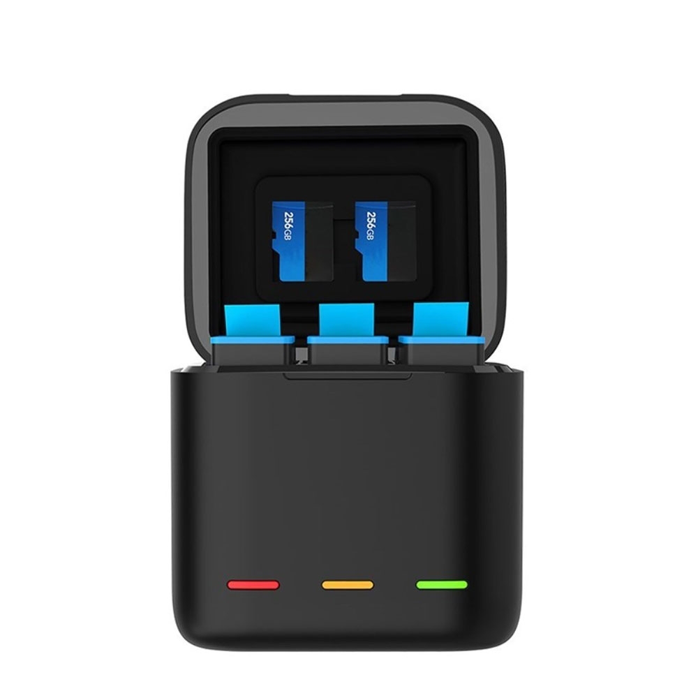 GoPro Hero 10 Black / 9 Black 3-fach USB Akku Box Ladegerät - Schwarz