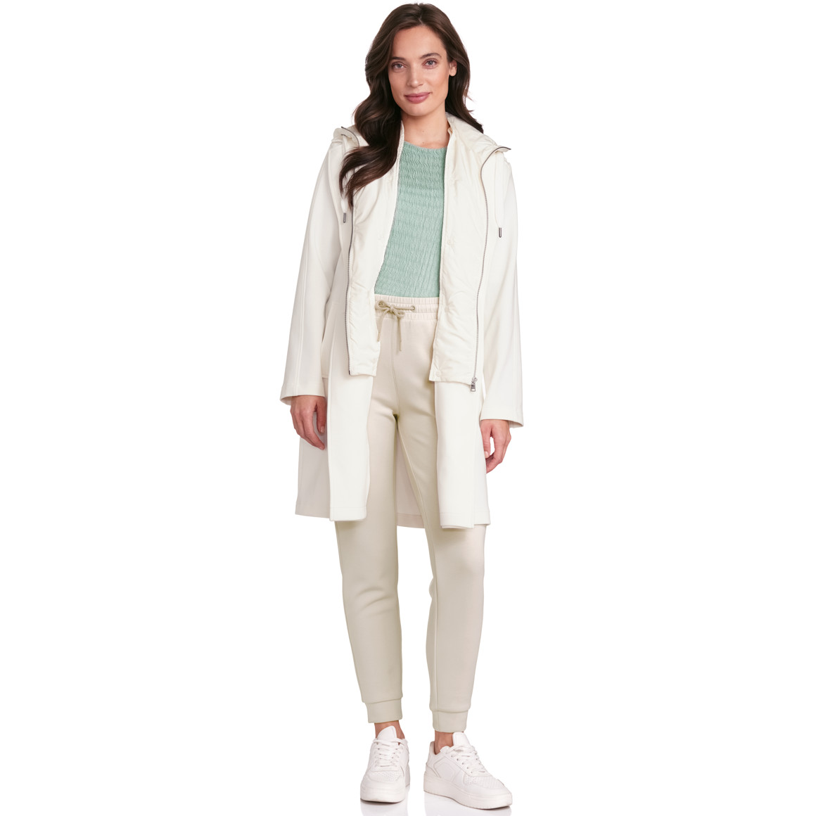 Gina Collection Damen Mantel mit Stepp-Einsatz creme