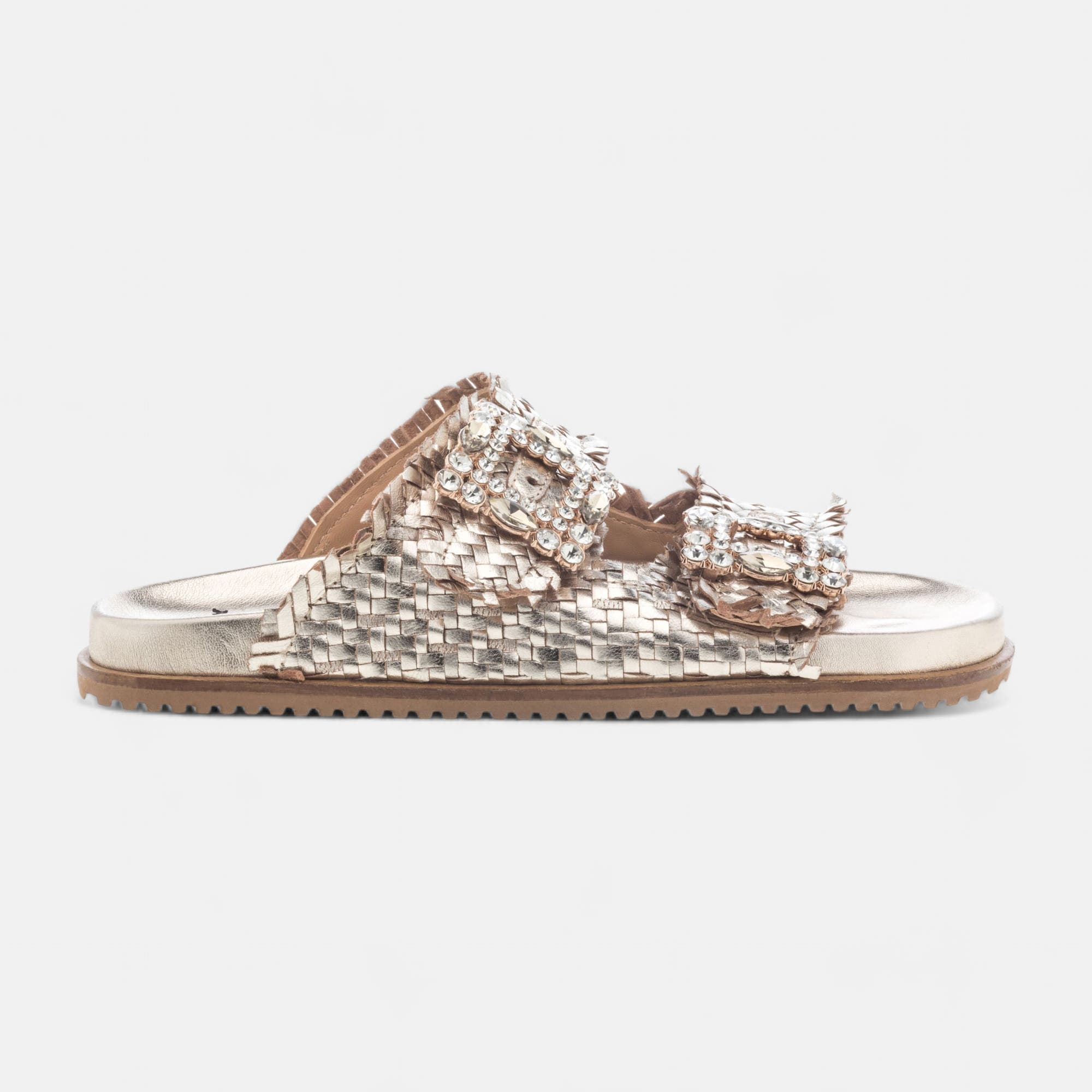 Mules Femme en cuir or